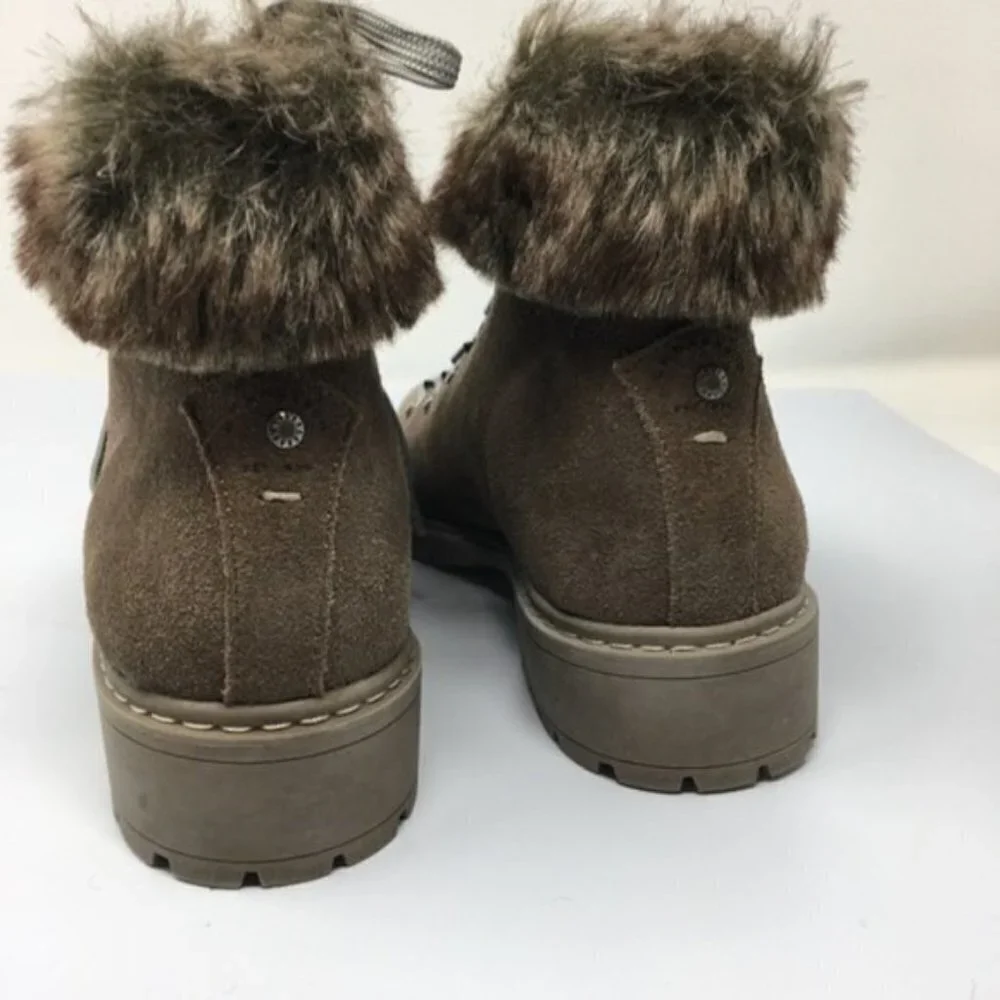 3/$25 Bass Aubrey Fur Trim Suede Leather Boots 8M